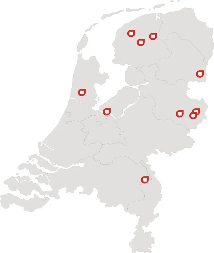 Landkaart HTM locations